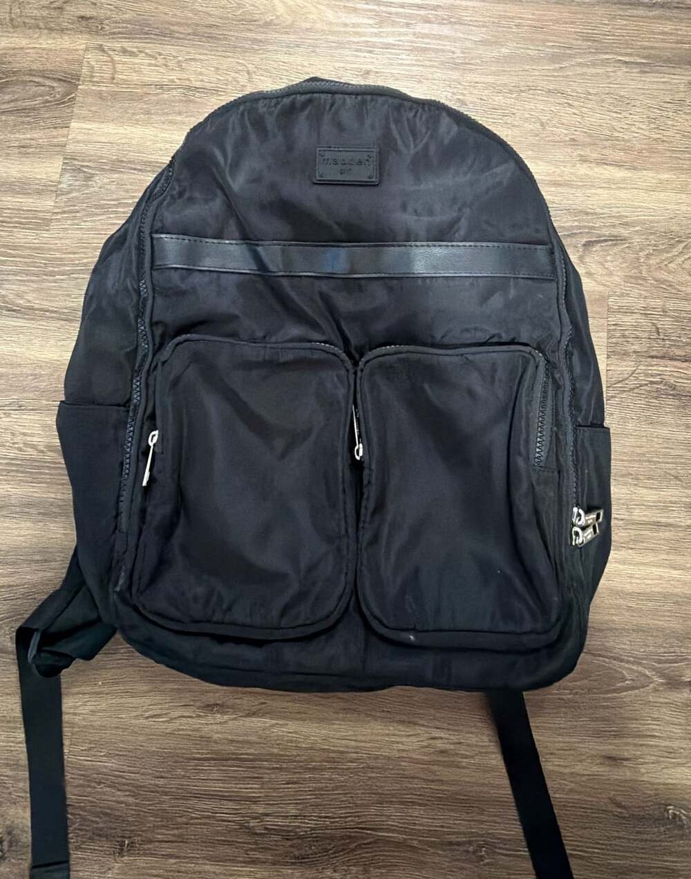 Madden Girl Black Nylon Double Pocket Backpack